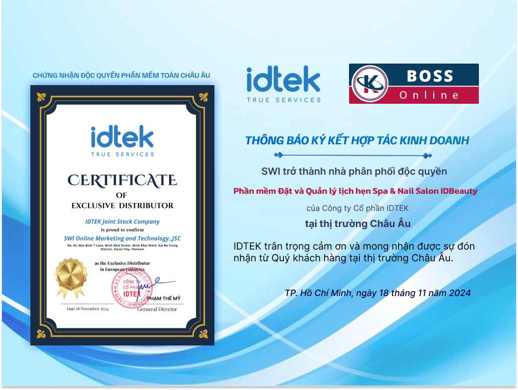 IDTEK Hợp Tác Cùng SWI Mang IDBeauty - Giải Pháp Quản Lý Spa & Nail Salon Đến Châu Âu